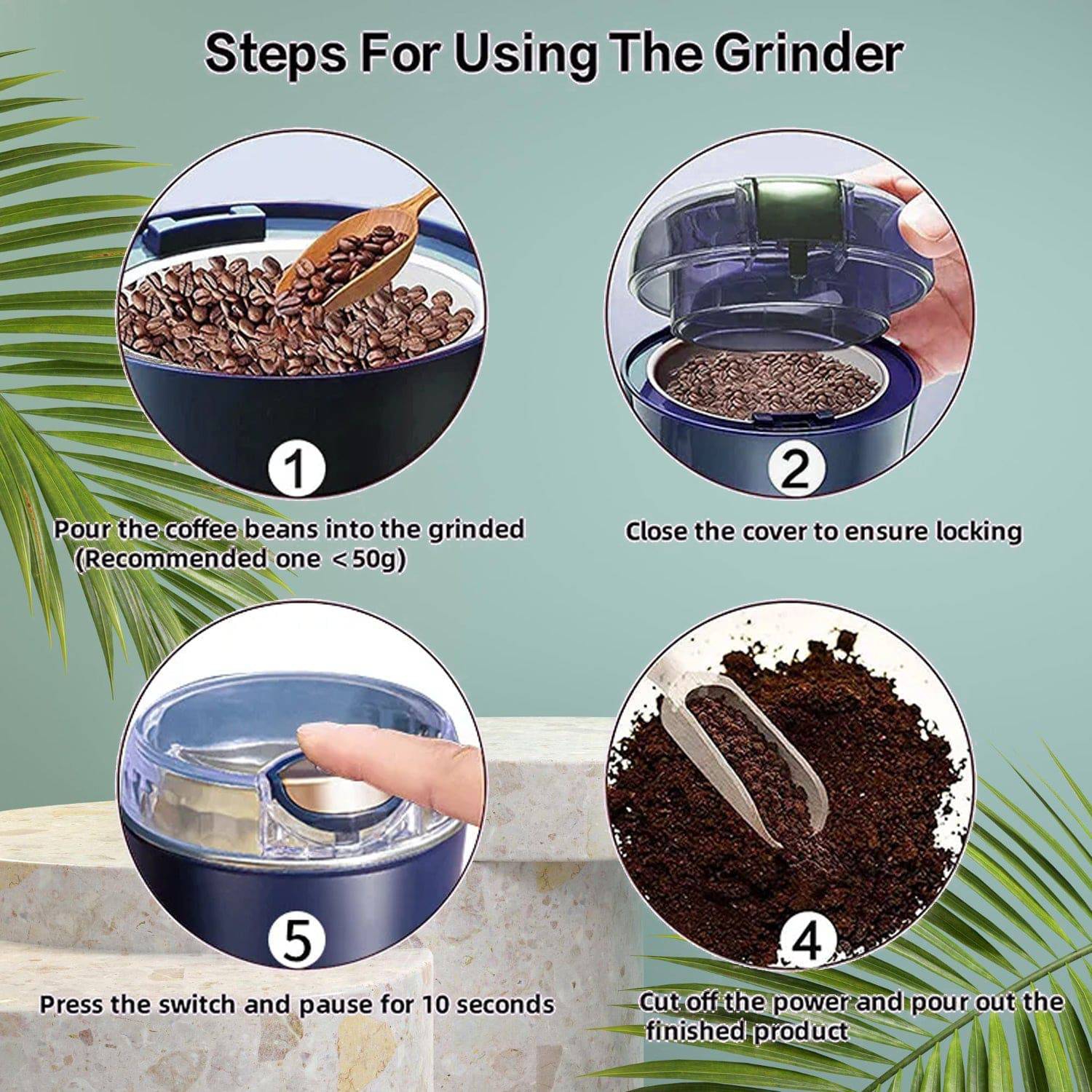 Mini Mixer, Small Blander, Power full Mini Grinder, Electric Coffee Bean Grinder Grinder Machine Portable Grinder for Home and Office. (4 Blade Grinder ) - jugaad.shop