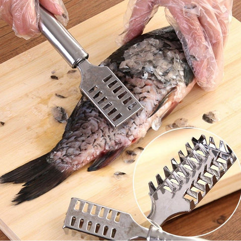 Fish Scale Remover Scraper Stainless Steel Fish Cutting Tools Sawtooth Easily Remove Fish Scales-Cleaning Brush Scraper Kitchen Tool- - jugaad.shop