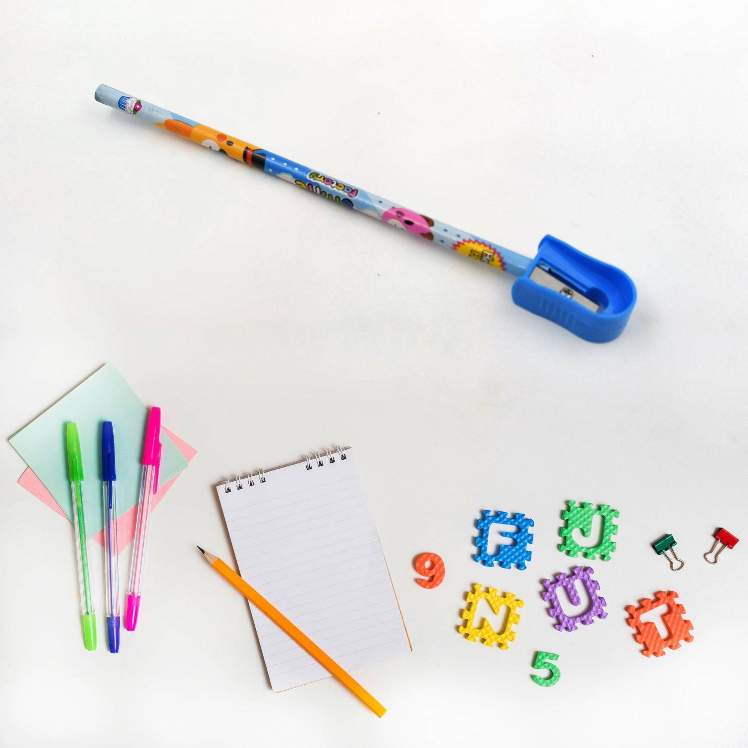 Stationery Kit for Kids - Stationery Set, Includes Wooden Pencil, Sharpener, Pencil and Eraser Set, Birthday Return Gift for Kids, Boys, Girls, 2 Pencil, 1 Scale, 1 Notebook,1 Sharpener, 1 Eraser & With Zip Bag (6 Pcs Set) - jugaad.shop