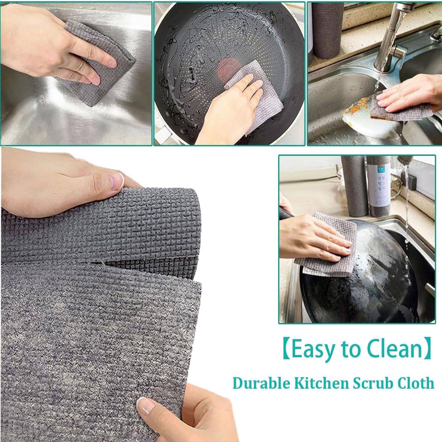 Durable Kitchen Scrub Cloth, Microfiber Cleaning Cloth Roll, Kitchen Wear-Resistant Cloth 20×22cm, Multipurpose Cleaning Cloths for Kitchen (1pc) - jugaad.shop