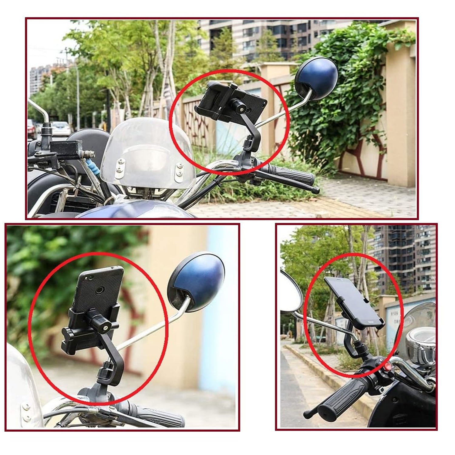 Full Metal Body Bike & Scooty 360 Degree Rotating Mobile Holder Stand for Bicycle, Motorcycle, Scooty for Maps and GPS Navigation Fits All Smartphones (1 Pc) - jugaad.shop