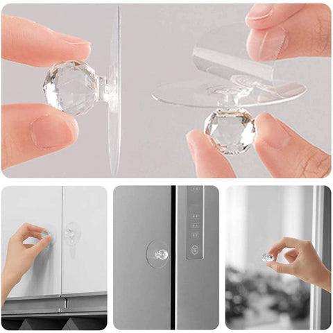 Clear Cabinet Drawer Knobs / Hook, Diamond Crystal Shaped Pulls Handles for Wardrobe, Kitchen, Cupboard, Bathroom Dresser, Furniture Door Window (1 Pc) - jugaad.shop