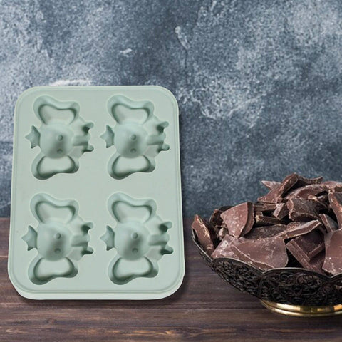 Silicone Cartoon Shape 4 Grid Ice Cube Tray Ice Cube Molds Trays Small Cubes Tray For Fridge, Flexible Silicon Ice Tray (1 pc) - jugaad.shop