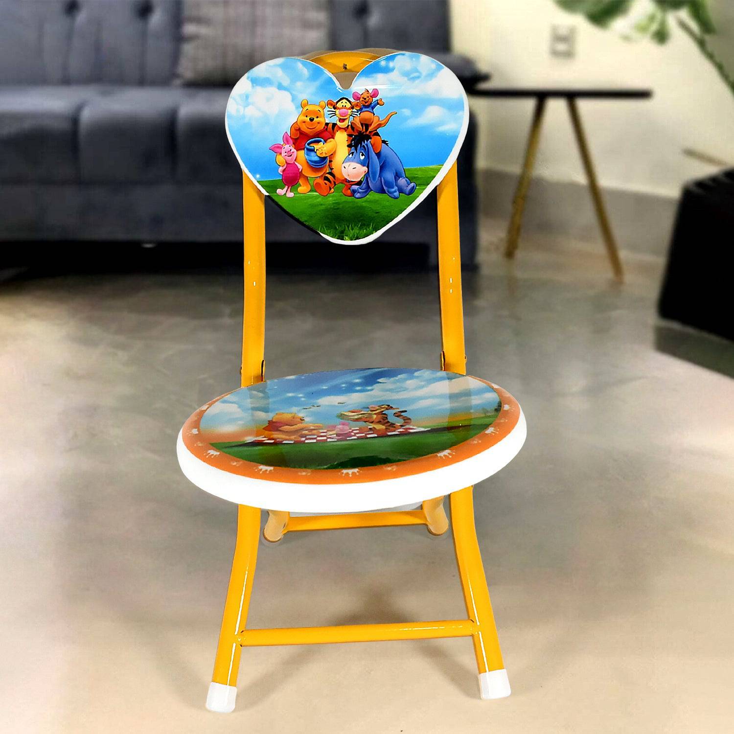 Heart Shape Kids Chair Cartoon Printed Foldable Kids / Children Folding Chair for Playrooms, Schools, Daycares, and Home. Metal and Fibre Body Picnic Beach Camping Chair (1 Pc) - jugaad.shop