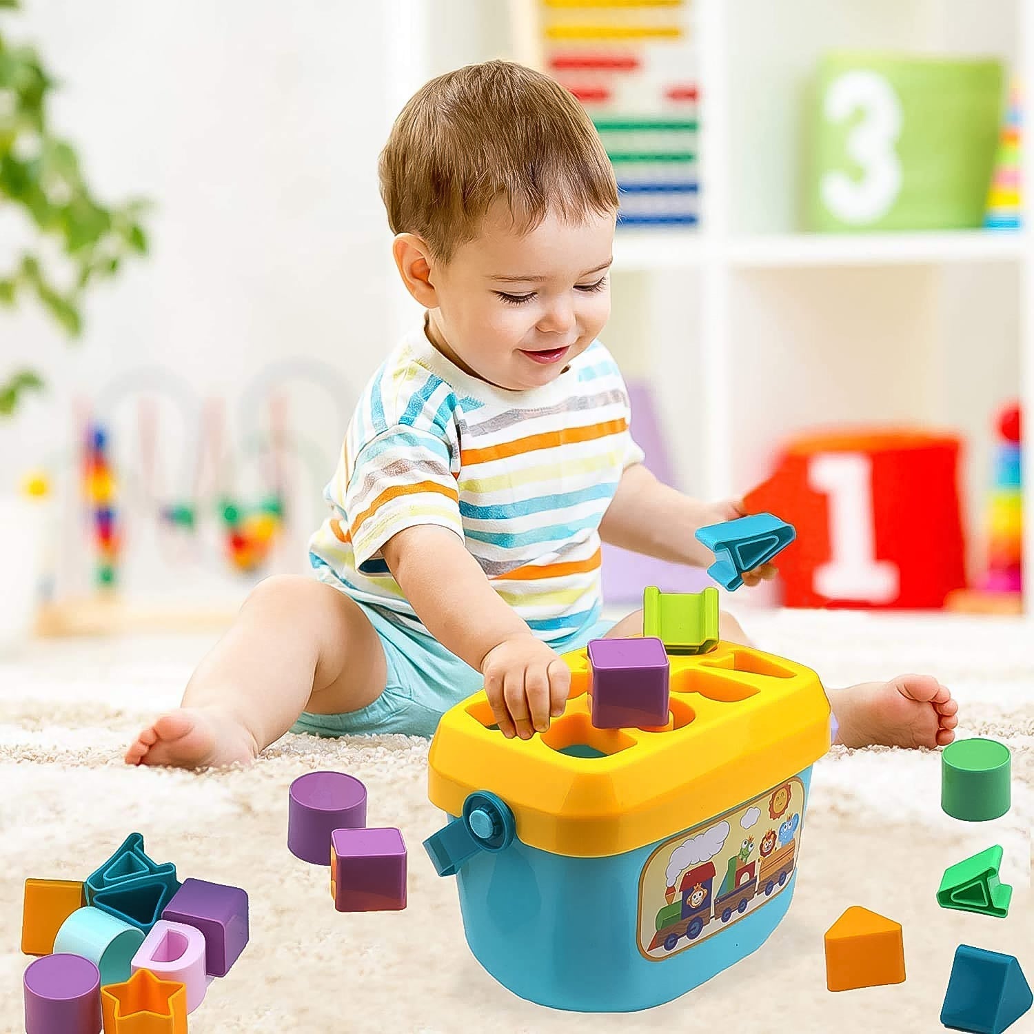 Baby First Block Set for Kids Non-Toxic Abcd Geometric Shape Sorting & Stacking Toy (1 Set)-jugaad.shop