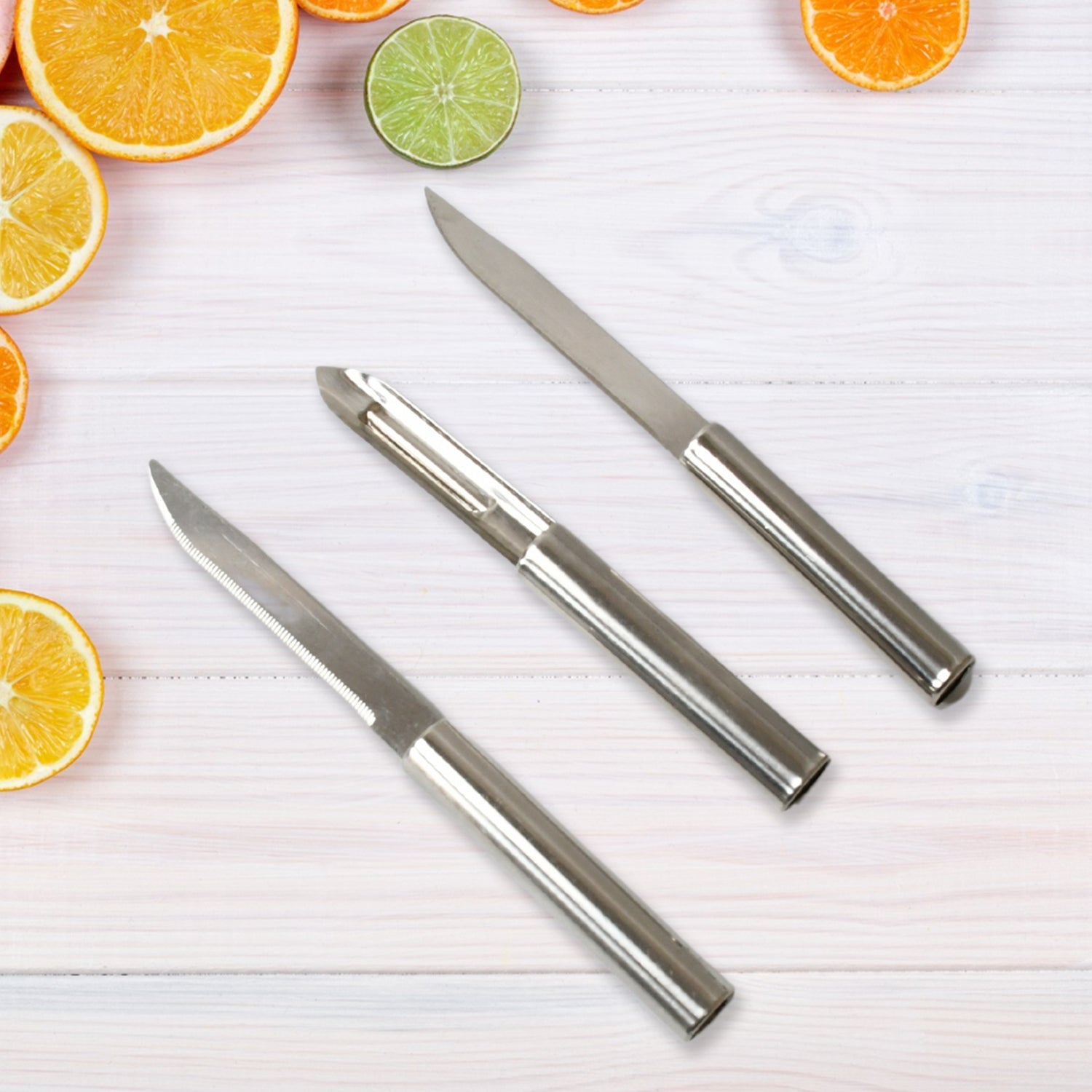 Stainless Steel Multipurpose Sharp Cutting Knife with Non-Slip Handle for Fruit, Meat and Vegetable Chopping (Pack Of 3) - jugaad.shop