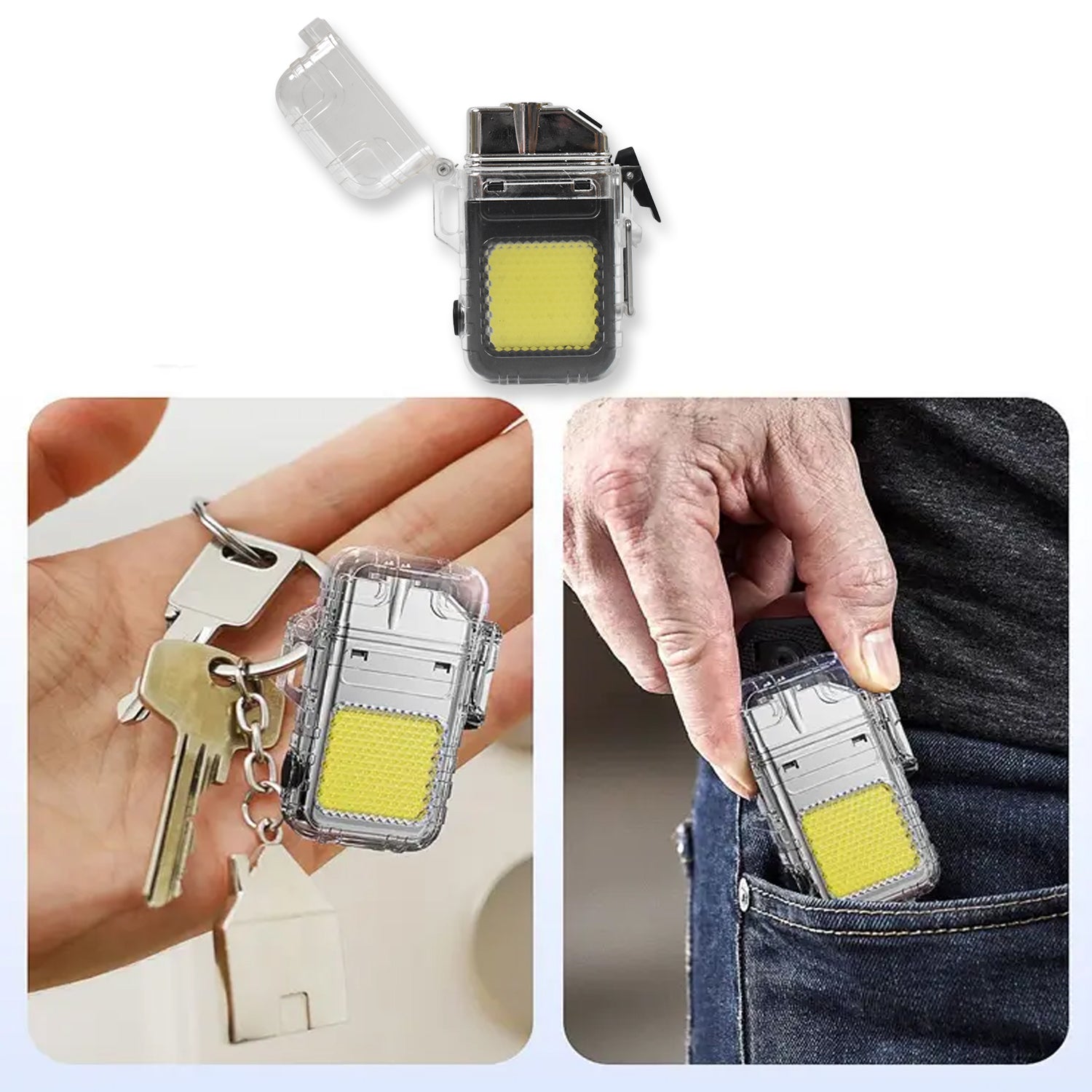 USB Rechargeable Electric Lighter & 3 Modes COB Flashlight (1 Pc)-jugaad.shop