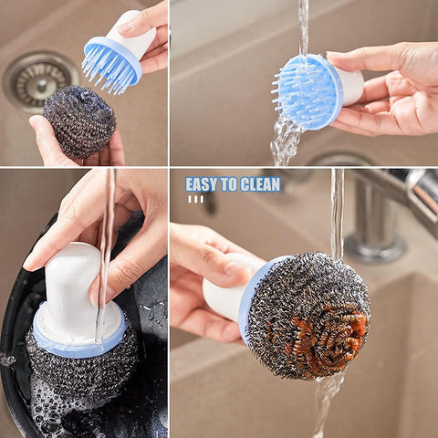 Dish scrub brush in action