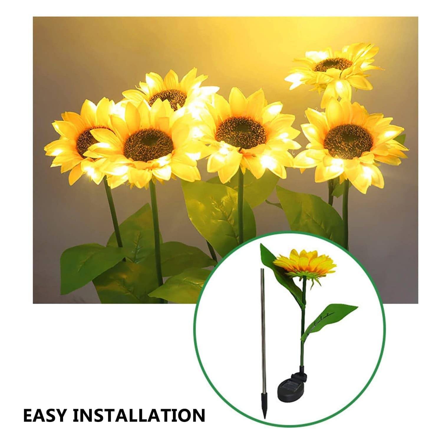 2 Pc Outdoor Solar Sunflower Lights Intelligent Light Control Waterproof Garden Landscape Stake Light - jugaad.shop