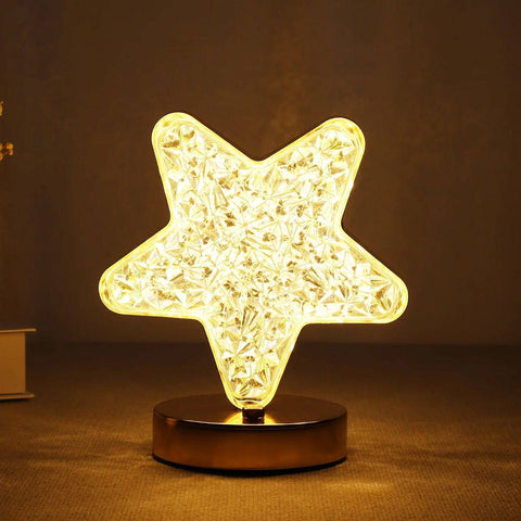 Star Shape Crystal Diamond Lamp Cordless Luxury Lamp with USB Rechargeable, 3-Way Dimmable & Touch Control Decorative Nightstand Lamp for Bedroom, Living Room, Party, Restaurant Decor (1 Pc ) - jugaad.shop