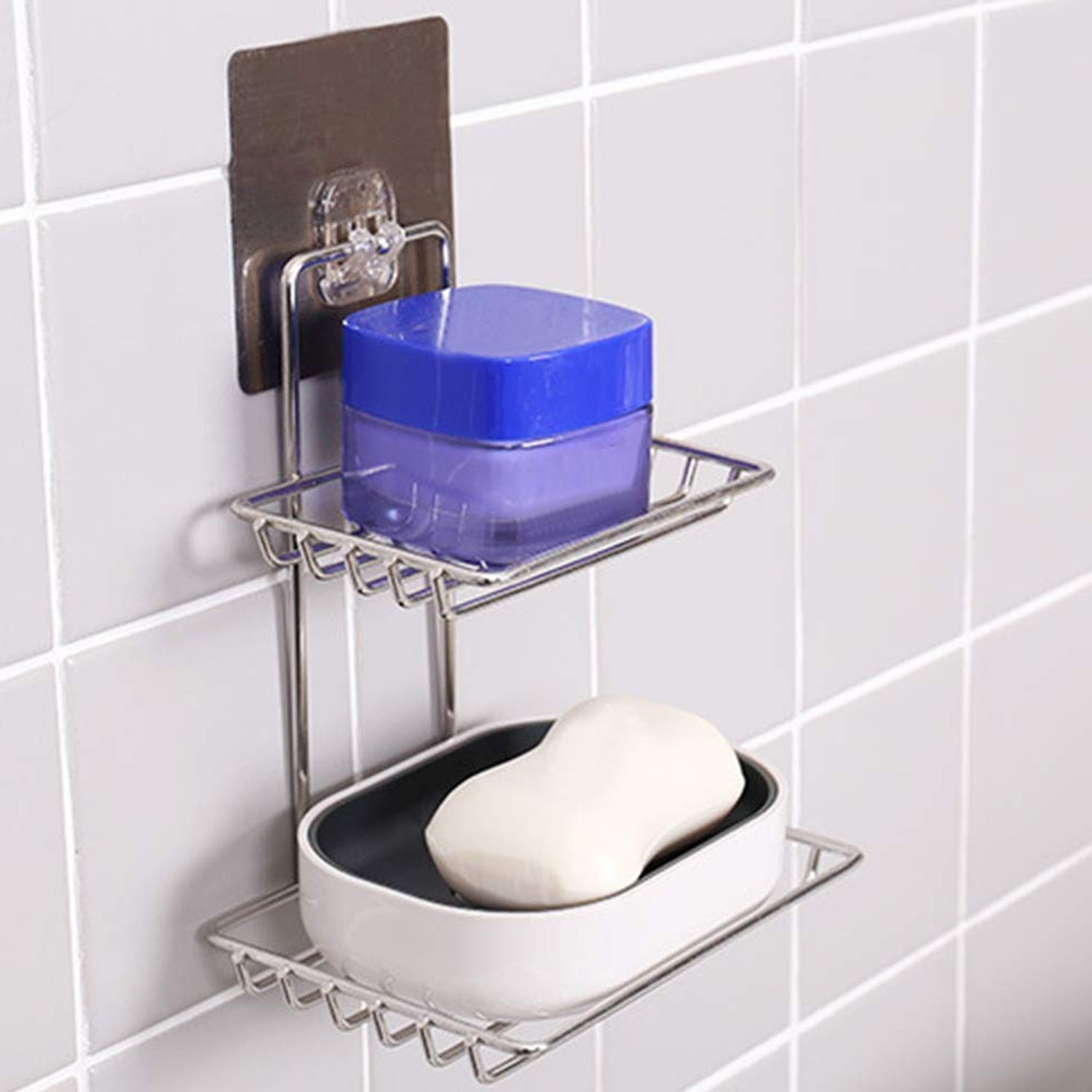 Kitchen Bathroom Soaps Storage Rack with 2 Hook for Home - jugaad.shop