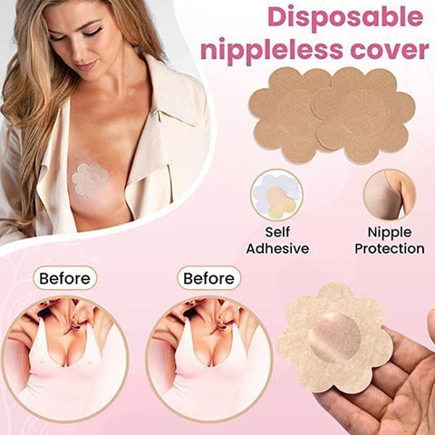 Boob Tape with Nipple Covers: Cotton, Breathable, Lift & Support (5m, 10 Pairs) - jugaad.shop