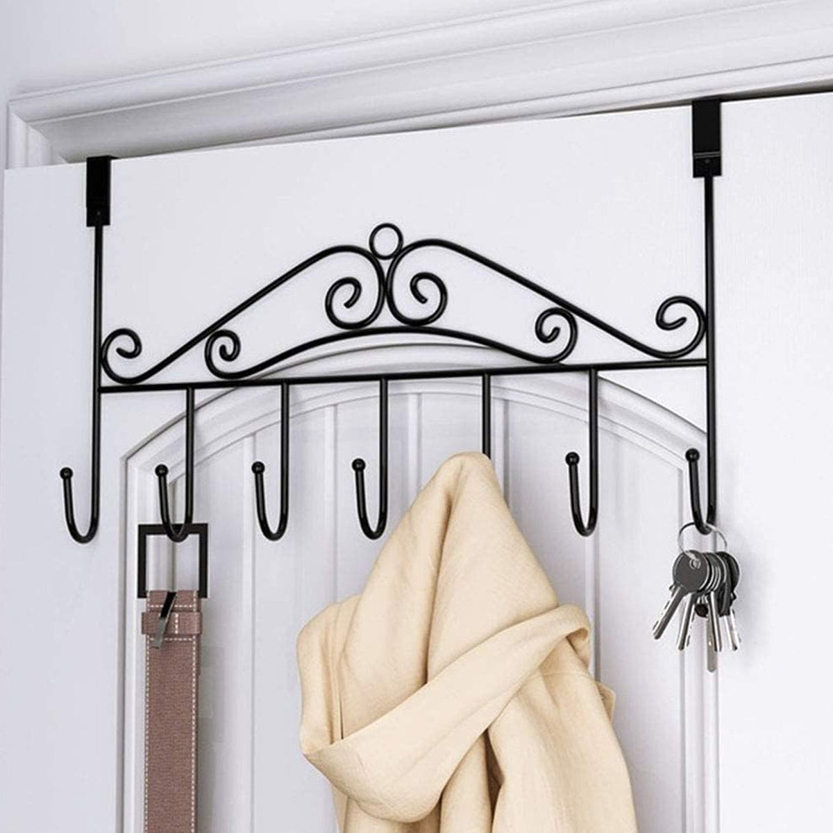 Over The Door Hanger Rack 7 Hooks Decorative Ognazier Hook Rack Stylish Door Hanger Door Hook Hangers with 7 Hooks,Metal Hanging Rack for Home Office Use - jugaad.shop