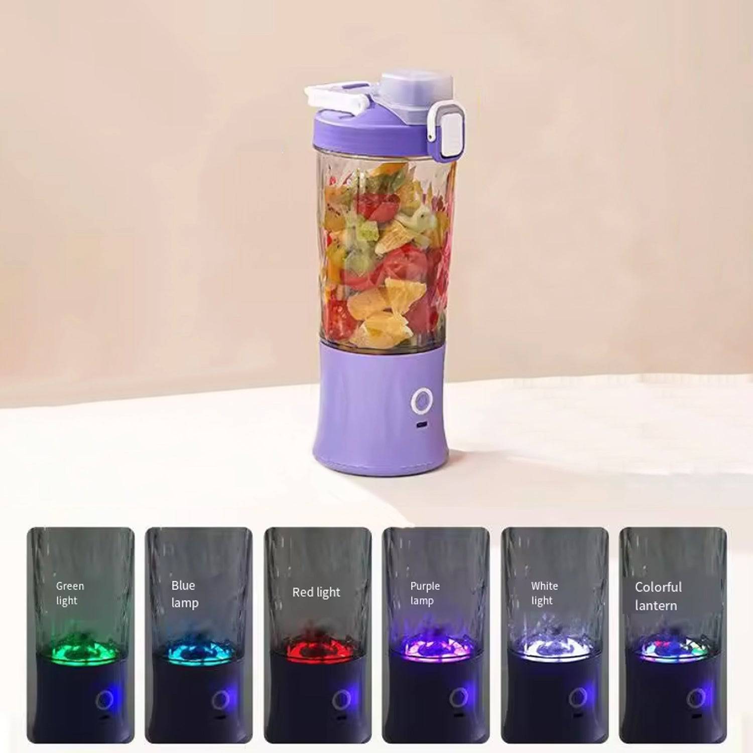 Eletric Crusher Juicer With Multicolor Light, 8 Blades (600 ML / Multicolor) - jugaad.shop