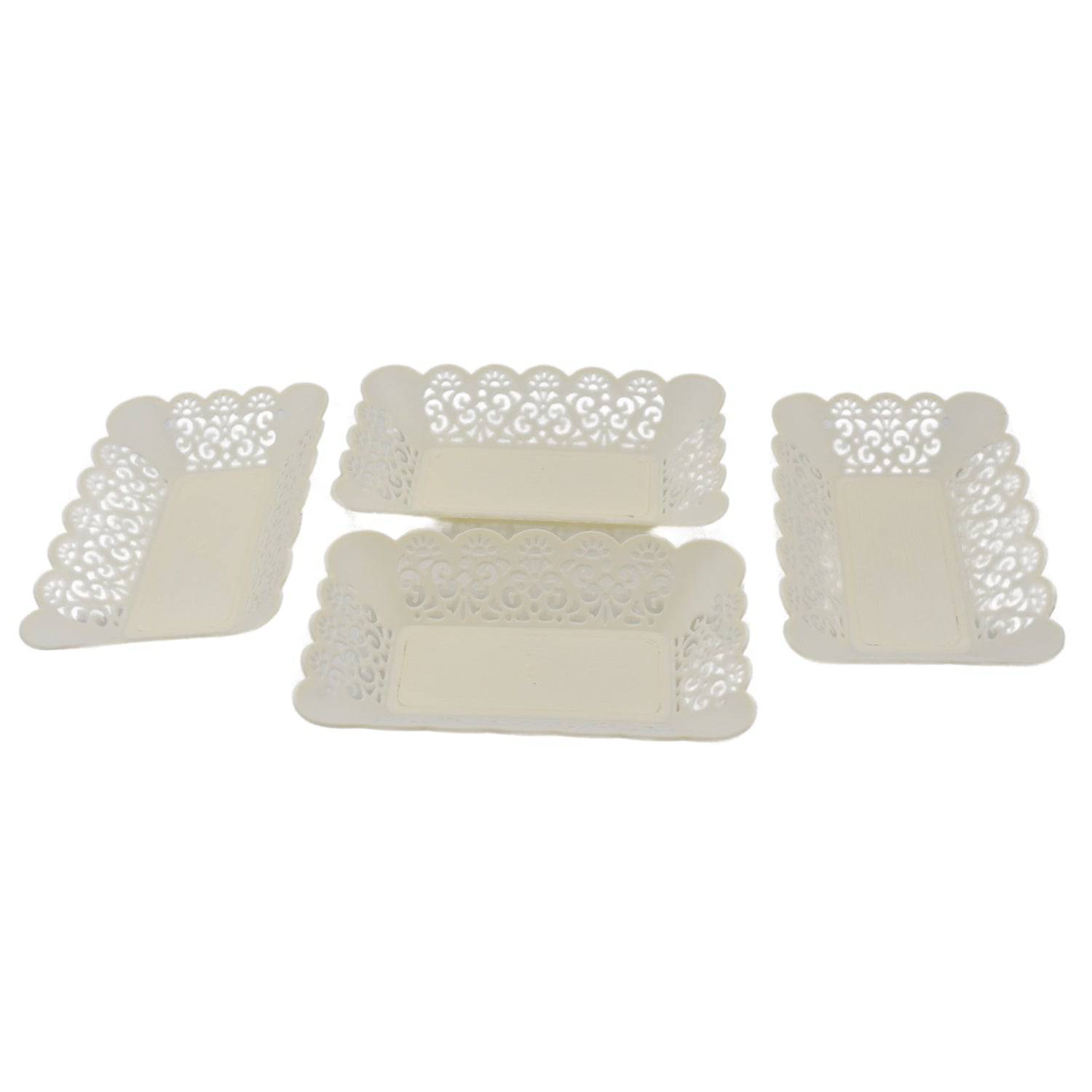 Rectangle Plastic Dinner Plate Snacks / Breakfast, Restaurant Serving Trays Home School Coffee Hotel Kitchen Office (8 Pcs Set) - jugaad.shop