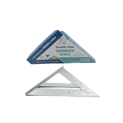 Double Side Scale Triangle Measurement Hand Tool, 45 Degree Triangle Ruler, Home for Industry, Aluminum Alloy Rafter Square 7-Inch Length - jugaad.shop