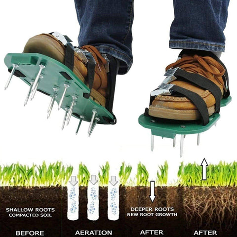 Lawn Aerator Sandals, Garden Grass Aerator Spiked Sandals Green Studded Shoes for Yard Patio Garden Excavation - jugaad.shop