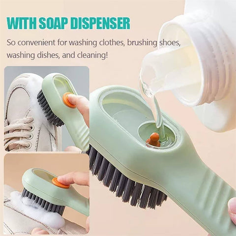 Multifunctional Scrubbing Brush with Liquid / Soap Dispenser, Cleaning Brush with Liquid / Soap Dispenser, Shoe Brush for Cleaning, Cloth Cleaning Brush with Handle Liquid Shoe Brush For Shoe Clothes (1 Pc) - jugaad.shop