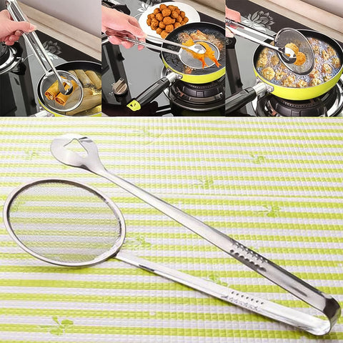 2In1 Stainless Steel Filter Spoon with Clip Food Kitchen Oil-Frying Multi-Functional - jugaad.shop