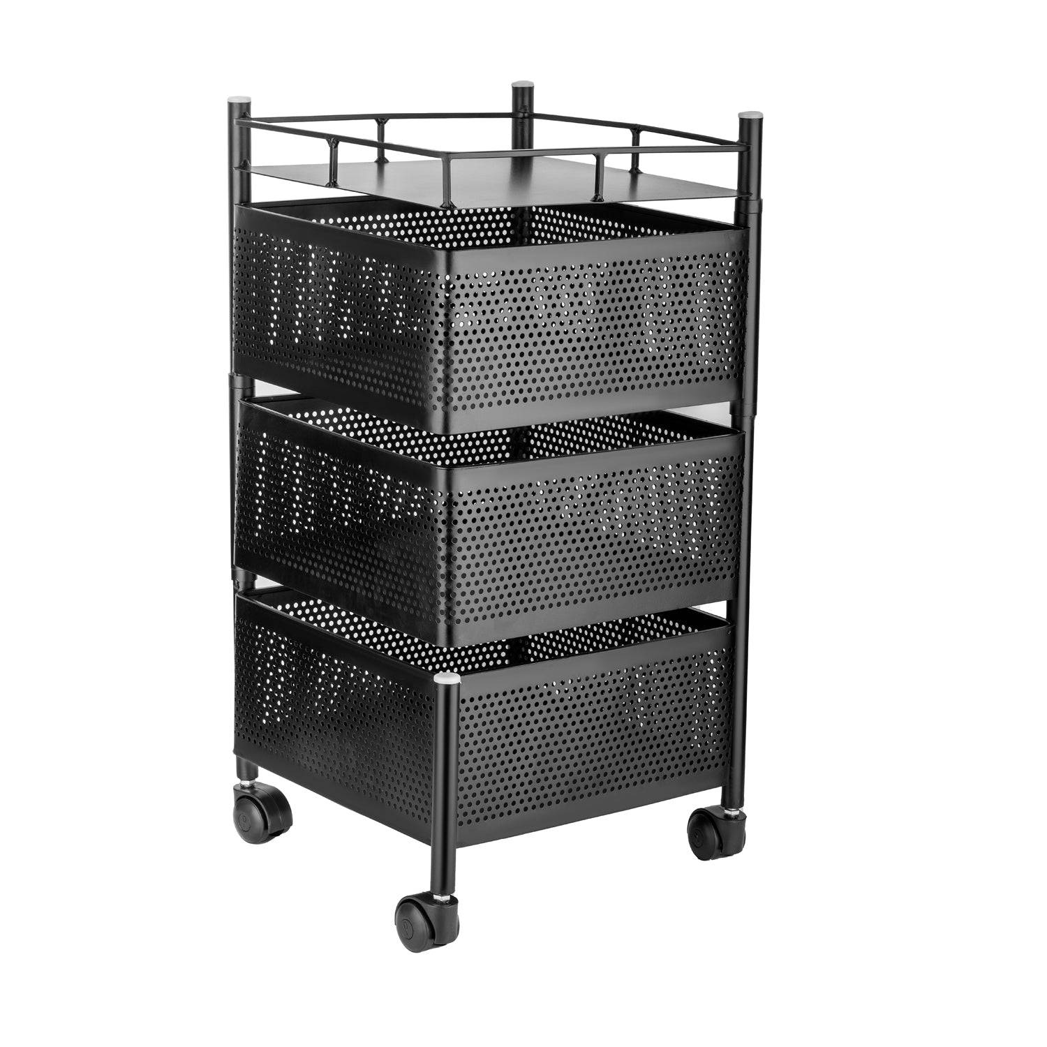 Metal High Quality Kitchen Trolley Kitchen Organizer Items and Kitchen Accessories Items for Kitchen Rack Square Design for Fruits & Vegetable Onion Storage Kitchen Trolley with Wheels (3 Layer) - jugaad.shop