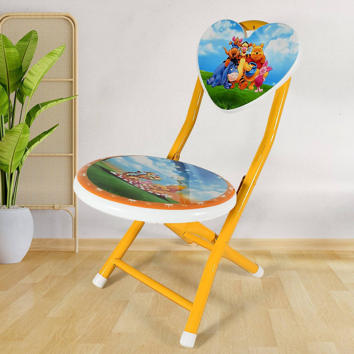 Heart Shape Kids Chair Cartoon Printed Foldable Kids / Children Folding Chair for Playrooms, Schools, Daycares, and Home. Metal and Fibre Body Picnic Beach Camping Chair (1 Pc) - jugaad.shop