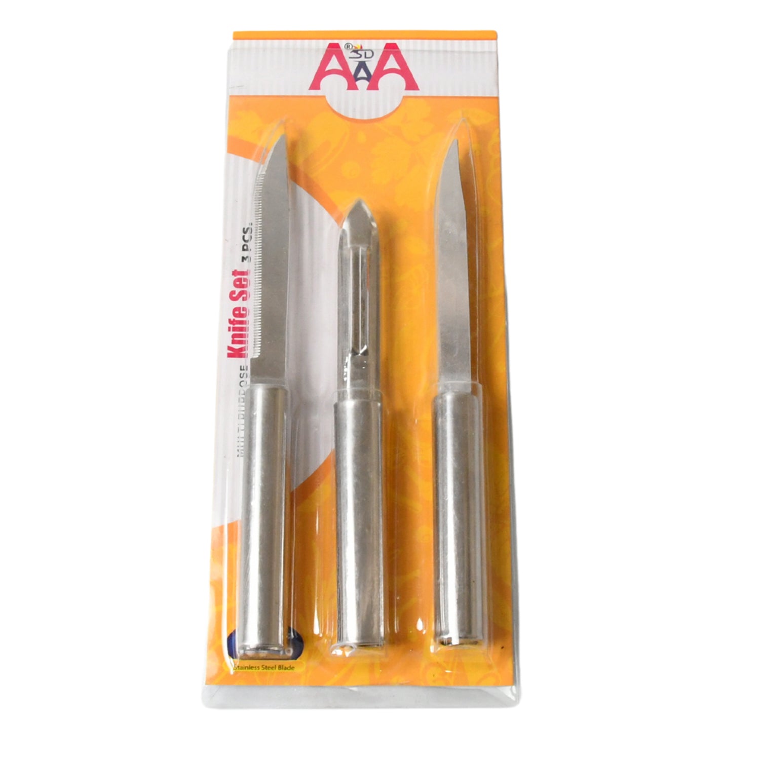 Stainless Steel Multipurpose Sharp Cutting Knife with Non-Slip Handle for Fruit, Meat and Vegetable Chopping (Pack Of 3) - jugaad.shop