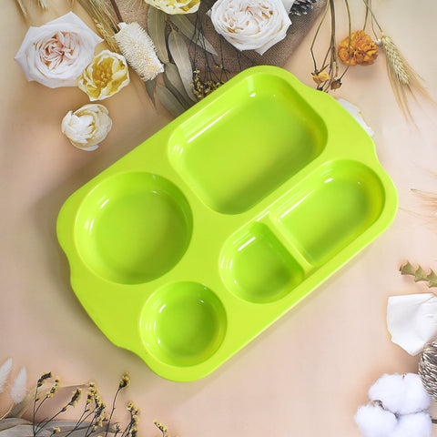 Unbreakable Plastic Food Plates / Biodegradable 5 Compartment Square Plate for Food