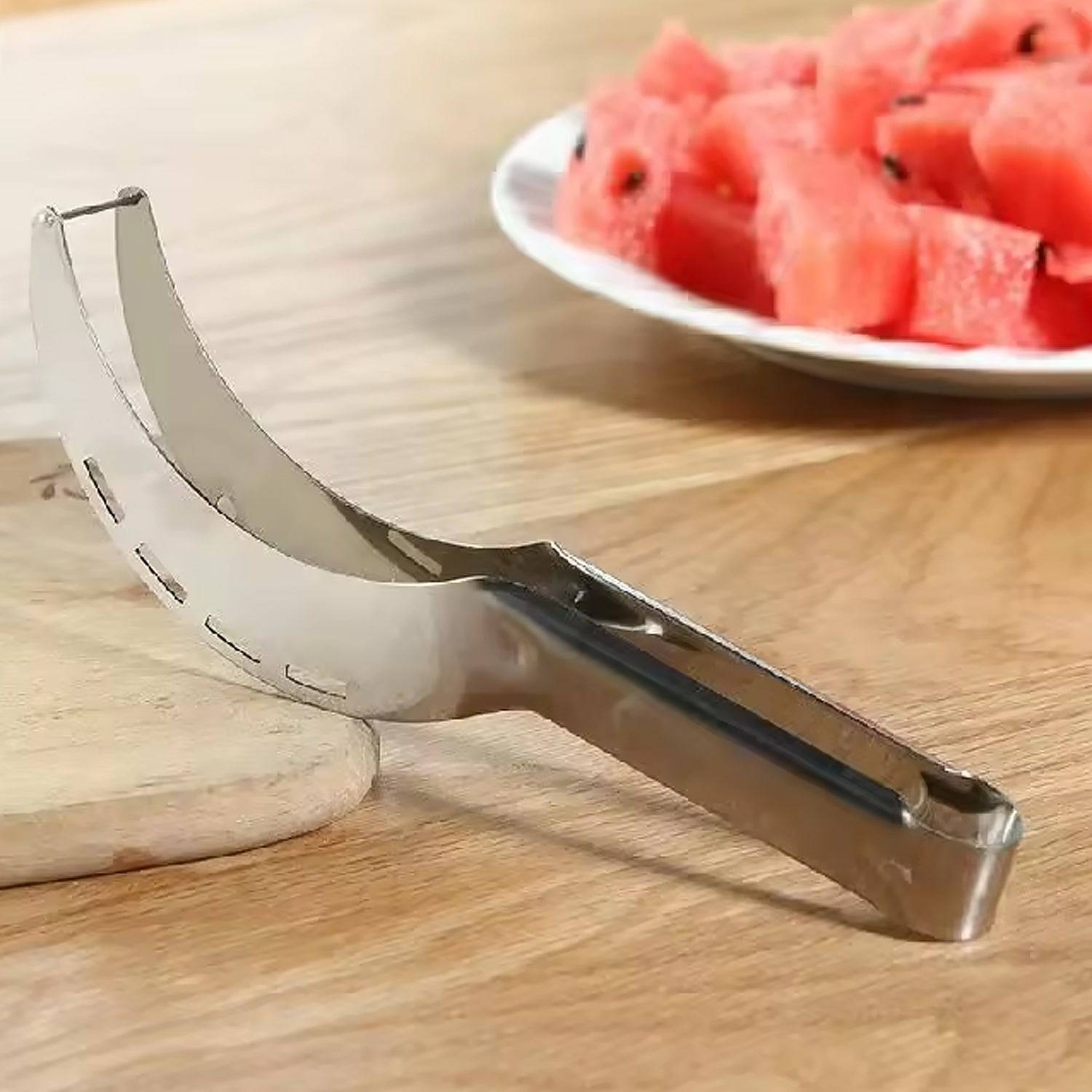 3in1 Stainless Steel Watermelon Cantaloupe Slicer Knife, Corer Fruit, Vegetable Tools Kitchen (1 Pc) - jugaad.shop