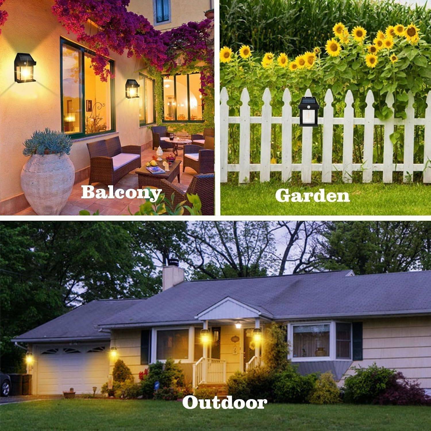 Solar Wall Lights / Lamp Outdoor, Wireless Dusk to Dawn Porch Lights Fixture, Solar Wall Lantern with 3 Modes & Motion Sensor, Waterproof Exterior Lighting with Clear Panel (1 Pc ) - jugaad.shop