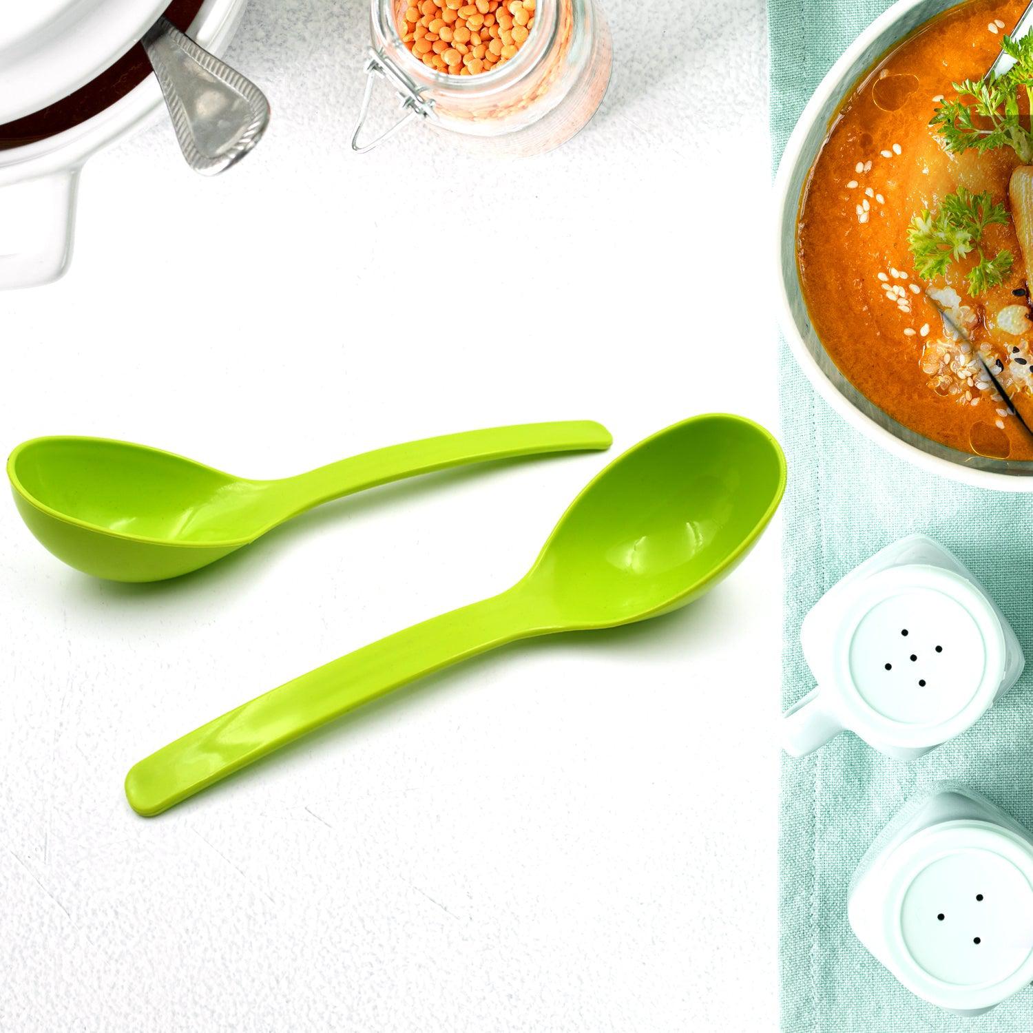 Plastic Spoon Kitchen Multipurpose Serving Ladle for Frying, Serving, Turner, Curry Ladle, Serving Rice, Spoon Used While Eating and Serving Food Stuffs Etc (2 Pcs Set / 10 Inch ) - jugaad.shop