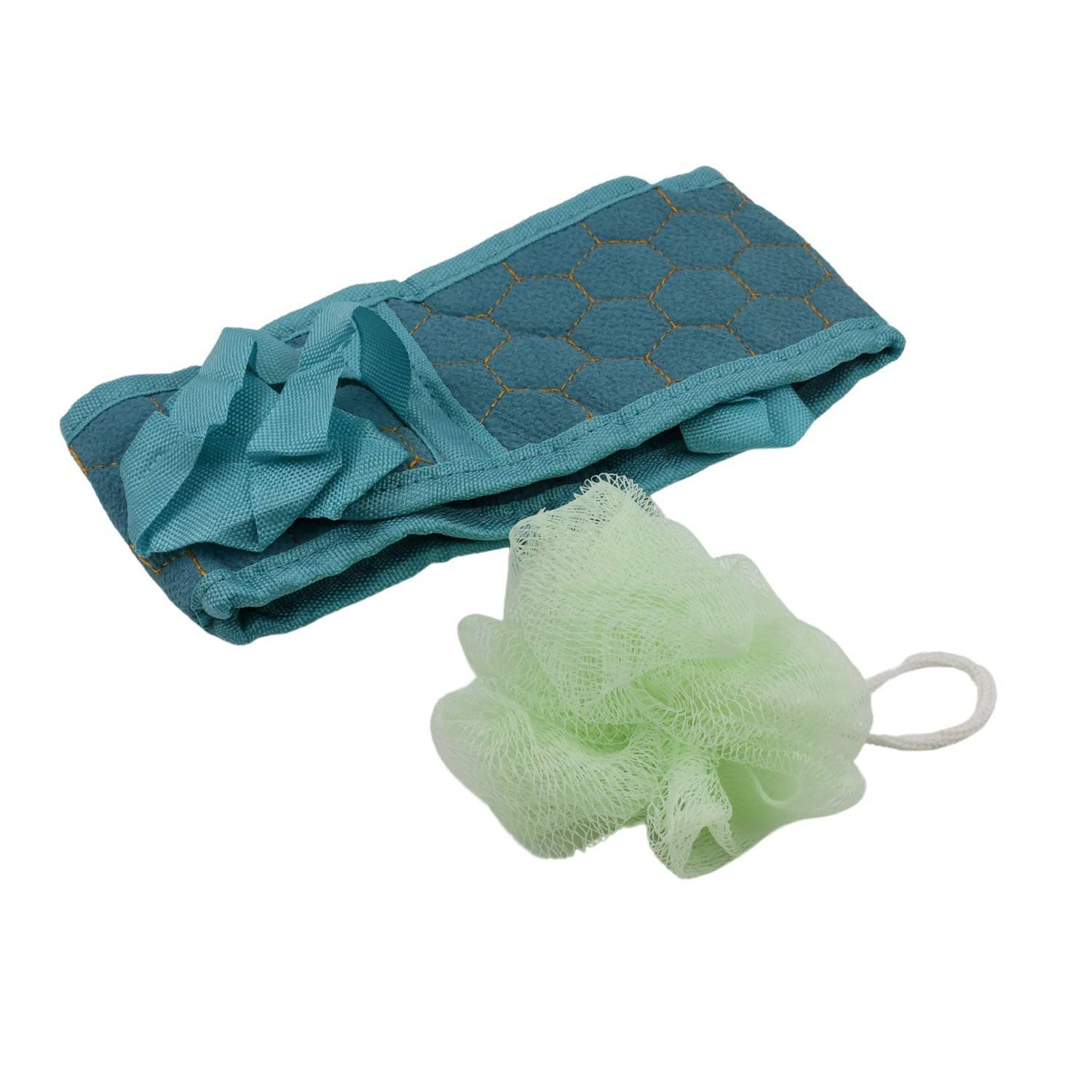 Bath Shower Set Scrubber Loofah Sponge Pouf, Bath Brush Extra Long Dual Sided Scrubber Long Lasting Deep Clean Super Soft, Body Scrubber For Men Woman (2 Pcs Set) - jugaad.shop