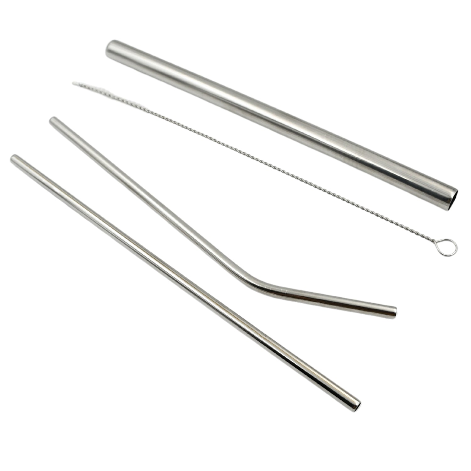 Reusable Stainless Steel Straws with Travel Case Cleaning Brush Eco Friendly Extra Long Metal Straws Drinking Set of 4 (2 Straight straws, 1 Bent straws, 1 Brush) - jugaad.shop