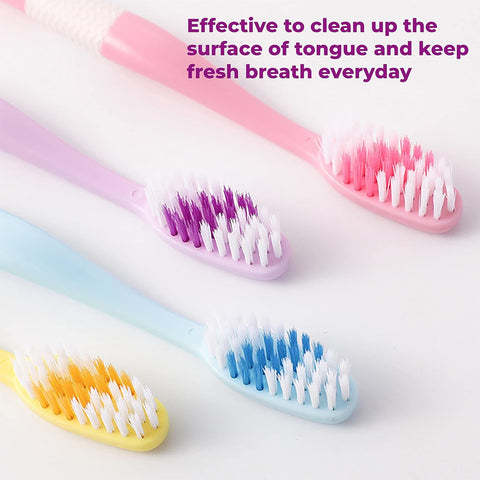 2-in-1 Tooth Brush with Tongue Scraper, Soft Bristle & Long Handle (8Pcs) Soft Toothbrush - jugaad.shop