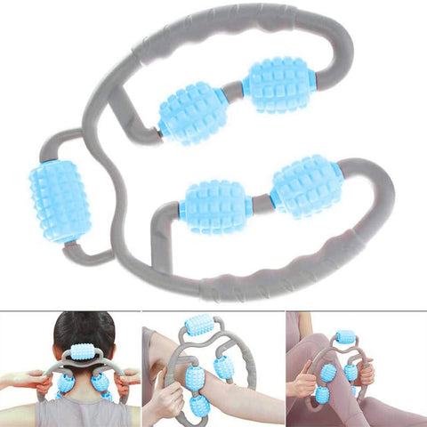 Muscle Massage Roller, 5 Wheels Relieve Soreness Leg Muscle Roller Fitness Roller Muscle Relaxer Massage Roller Ring Clip All Round Massaging Uniform Force Elastic PP Drop Shaped for Home Use (1 Pc) - jugaad.shop