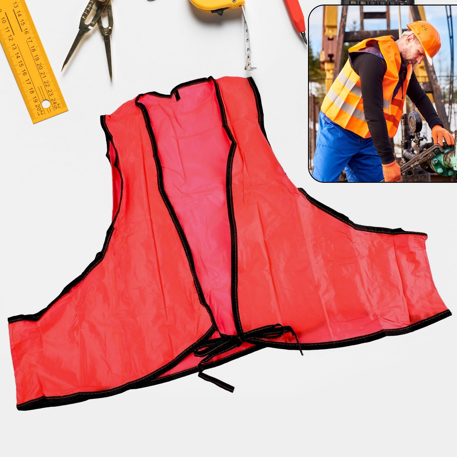 Economy Safety Vest, Soft Vinyl with Tie Closure for Identifying Staff and Volunteers Adult PVC Safety Vest High Visibility for Outdoor Operator - jugaad.shop