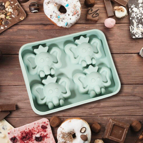 Silicone Cartoon Shape 4 Grid Ice Cube Tray Ice Cube Molds Trays Small Cubes Tray For Fridge, Flexible Silicon Ice Tray (1 pc) - jugaad.shop