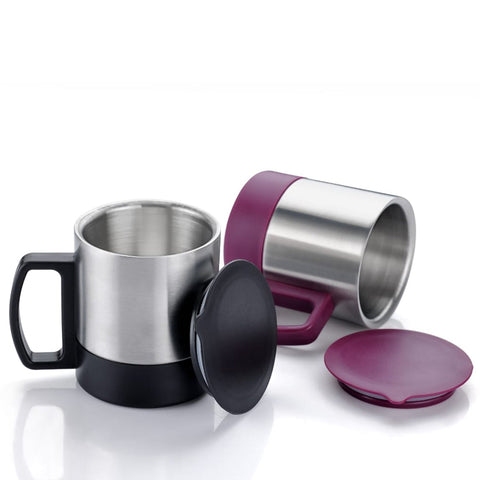 Stainless Steel Coffee/Tea Cup, Stainless Steel Lid Cover Hot Coffee/Tea Mug Hot Insulated Double Wall Stainless Steel, Coffee and Milk Cup with Lid & Handle Easy To Carry - Coffee Cup (1 Pc) - jugaad.shop