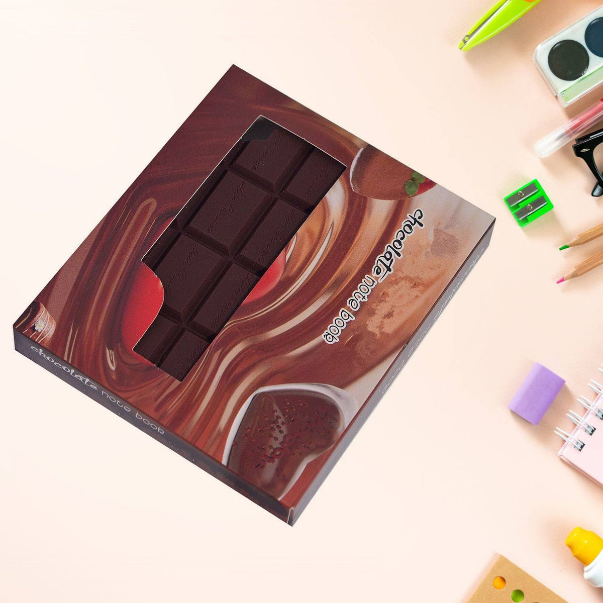 Small Chocolate Scented Diary Memo Notebook in Rectangular Chocolate Bite Shape with Original Chocolate Smell Personal Pocket Diary, Dairy book with Plain Pages for Kids - jugaad.shop