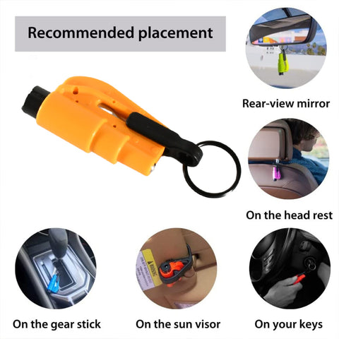 2 in 1 Emergency Safety Cutter with Key Chain, Small Portable Handy Emergency Safely Glass Breaking & Seat Belt Cutting Keychain Tool - jugaad.shop