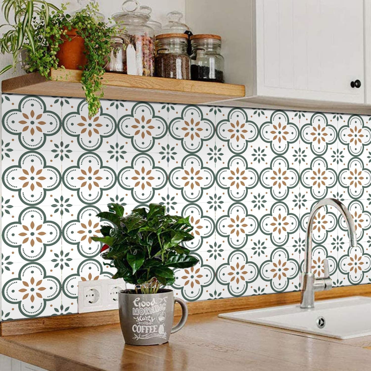 Peel and Stick Floor Tiles Kitchen / Bathroom Backsplash Sticker Detachable Waterproof DIY Tile Stickers for Wall Decoration Tiles Home Decoration (8x8 Inch / 10 Pcs Set) - jugaad.shop