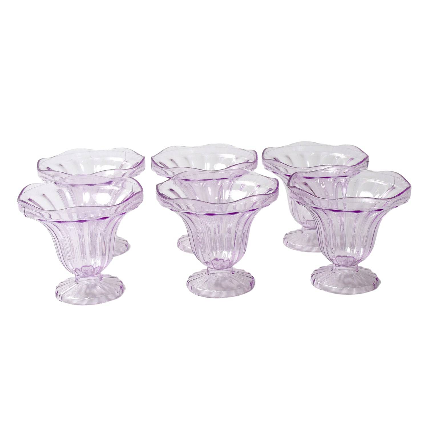 Crystal Plastic Ice-Cream Bowl, Home & Kitchen Serving Platter or Dessert Cup for Sundae, Sweets, Snacks, Fruit, Pudding, Nuts or Dip, Serving Bowls (Crystal Cups, Set of 6) - jugaad.shop