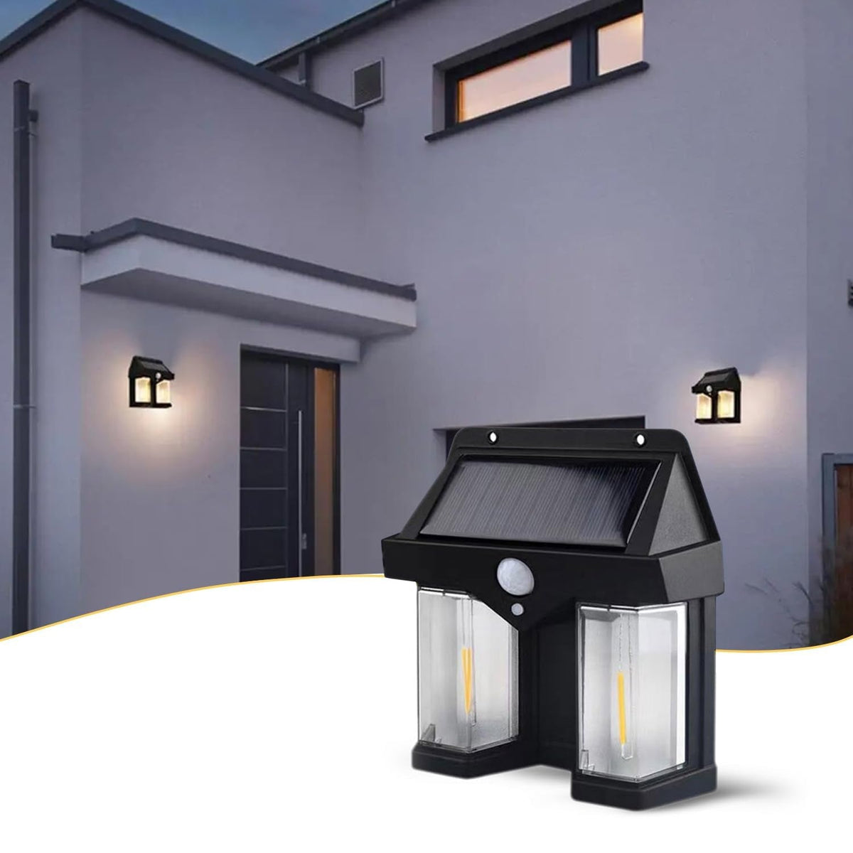 Outdoor Solar Wall Lamp Outdoor Waterproof High Quality Lamp Induction Garden Lamp Garden Villa Night Lamp Double Lamp Light (1 Pc) - jugaad.shop