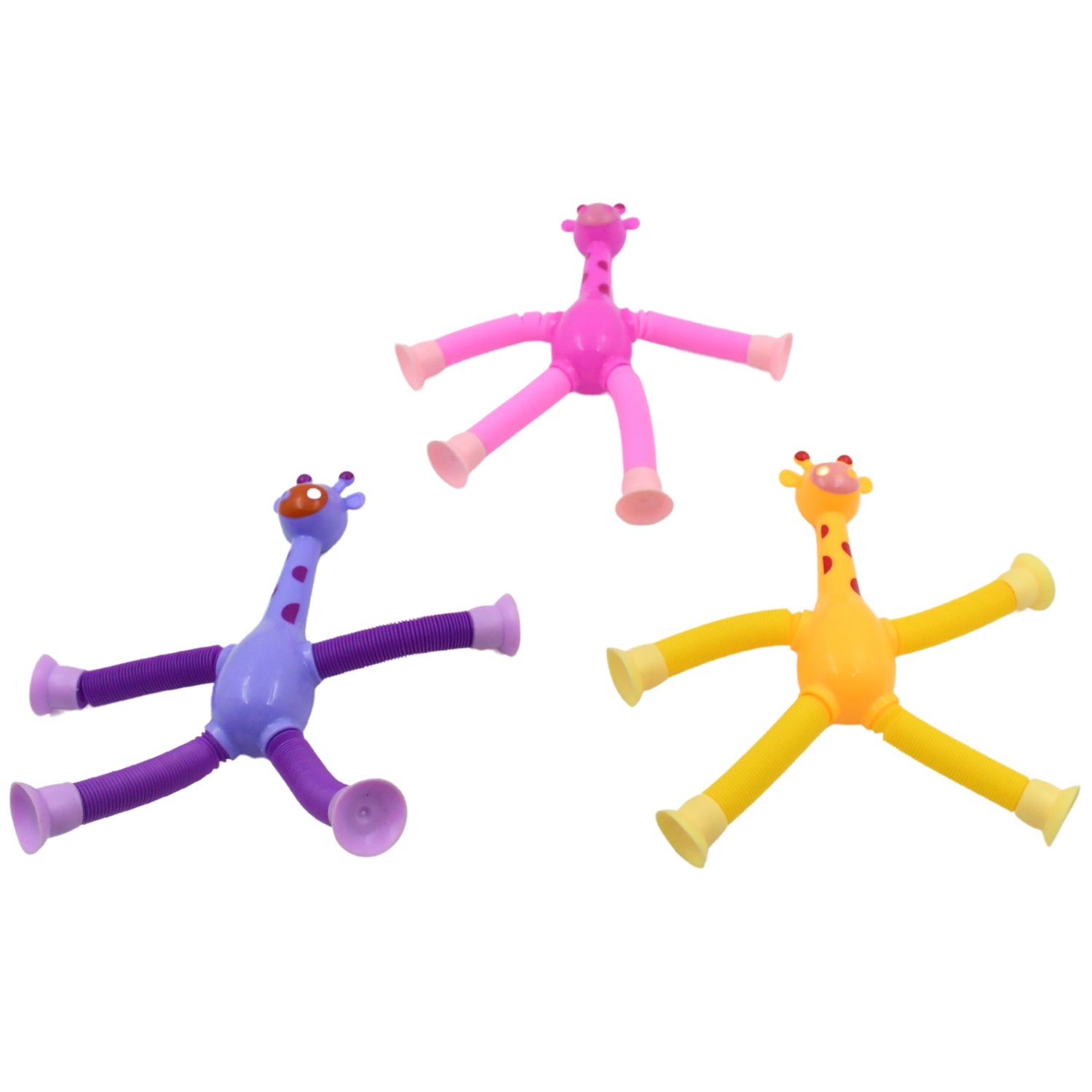 LED Telescopic Suction Cup Giraffe Toy, Pop Tubes Fidget Toys, Shape Changing Telescopic Sensory Tubes Fidget Tubes Sensory Toys Suction Toy, Funny Gift (3 Pcs Set) - jugaad.shop