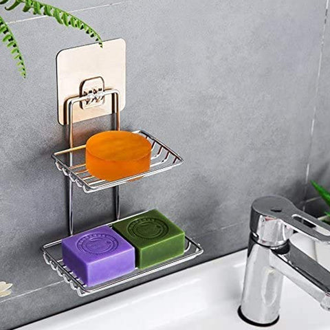 Kitchen Bathroom Soaps Storage Rack with 2 Hook for Home - jugaad.shop