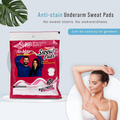 Underarms Sweat Pads Disposable Highly Absorbent Pads Cotton Anti-Allergic Anti Bacteria Anti Smell Underarm Perspiration Pad For Men And Women (Pack of 10) - jugaad.shop