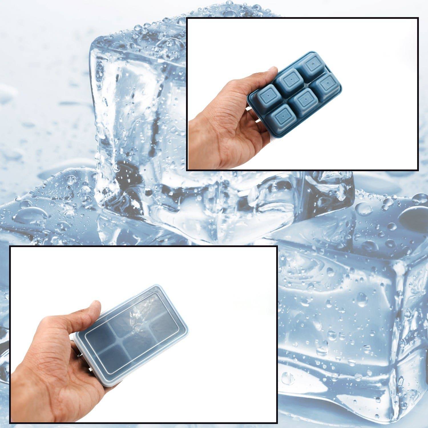 6 Grid Silicone Ice Tray Used In All Kinds Of Places Like Household Kitchens For Making Ice From Water And Various Things And All With Color Box (1 Pc) - jugaad.shop