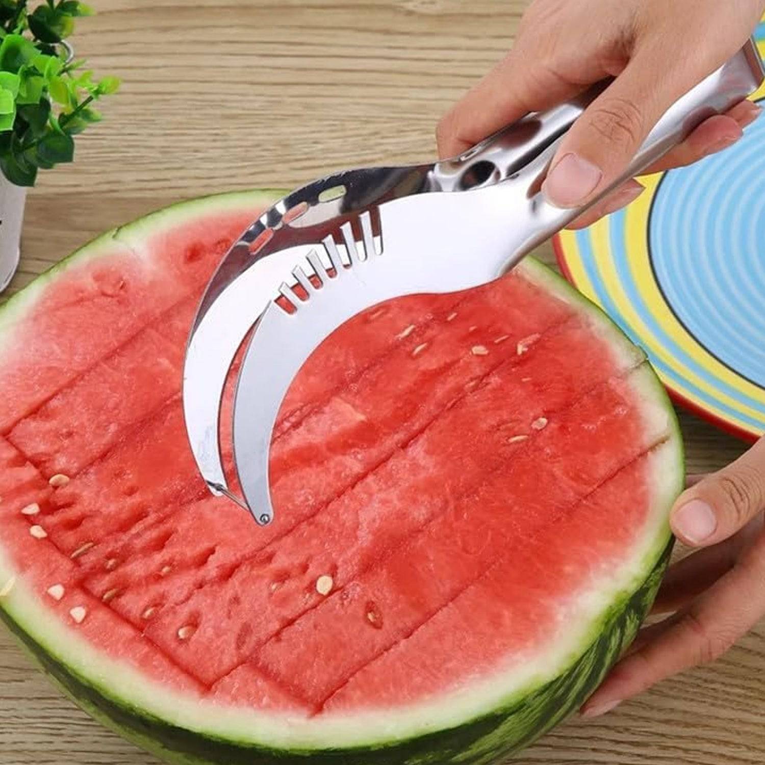 3in1 Stainless Steel Watermelon Cantaloupe Slicer Knife, Corer Fruit, Vegetable Tools Kitchen (1 Pc) - jugaad.shop