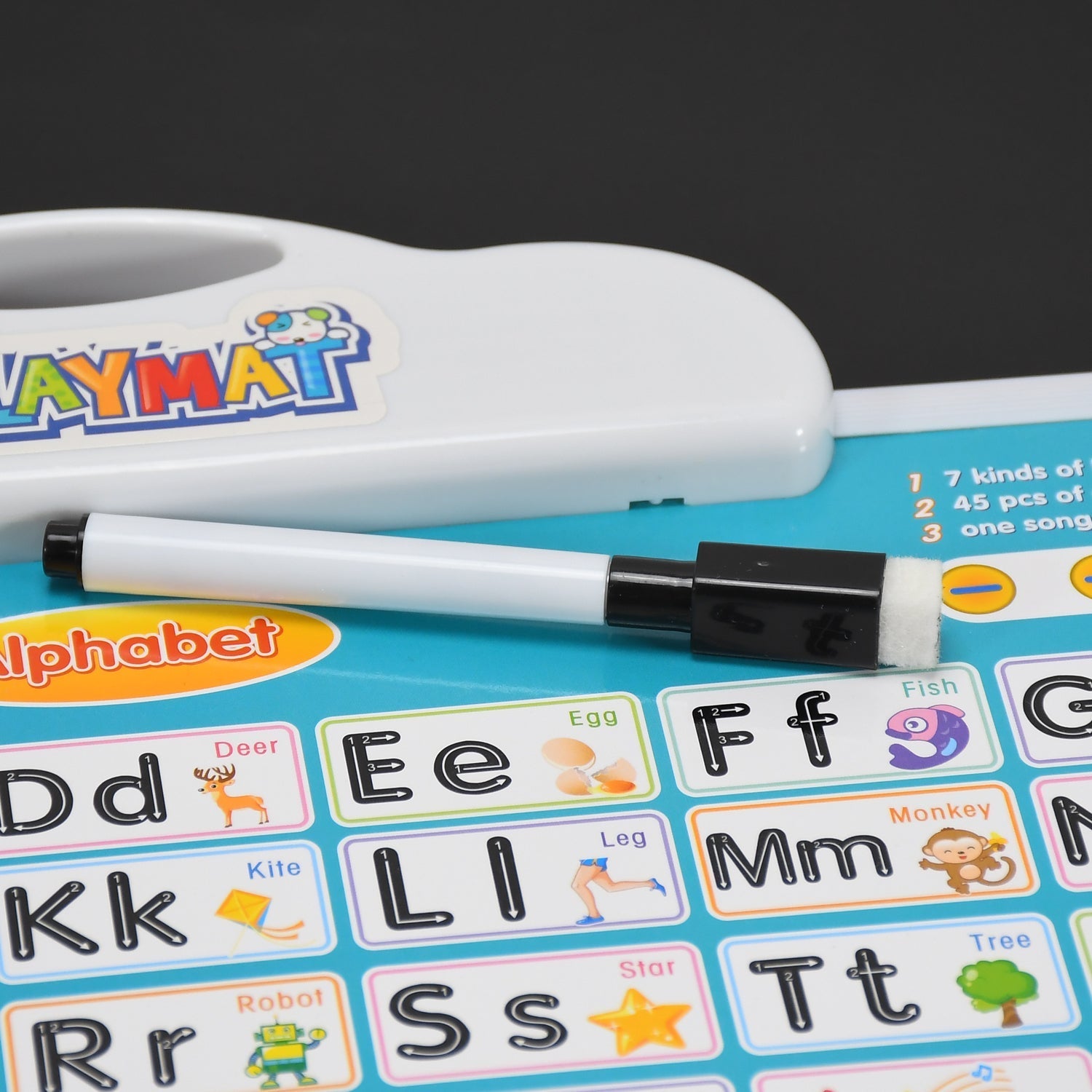 Alphabet learning pad with play mat and music