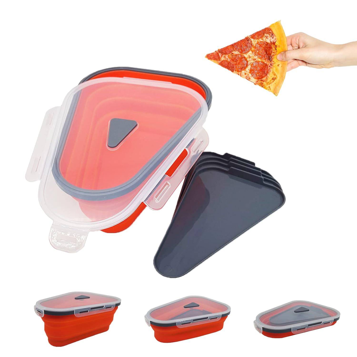 Reusable Pizza Storage Containers with 5 Microwavable Serving Trays, Silicone Container Expandable & Adjustable for Packing Pizza at home / outdoor - jugaad.shop