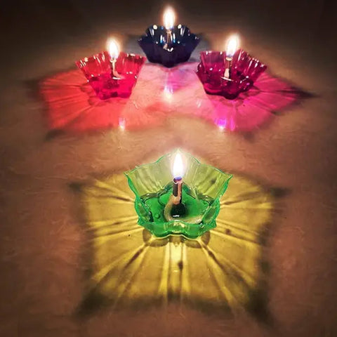 Magical Reflection Diya Set with 6 Attractive Design Cup Set Of 12 Pieces - jugaad.shop